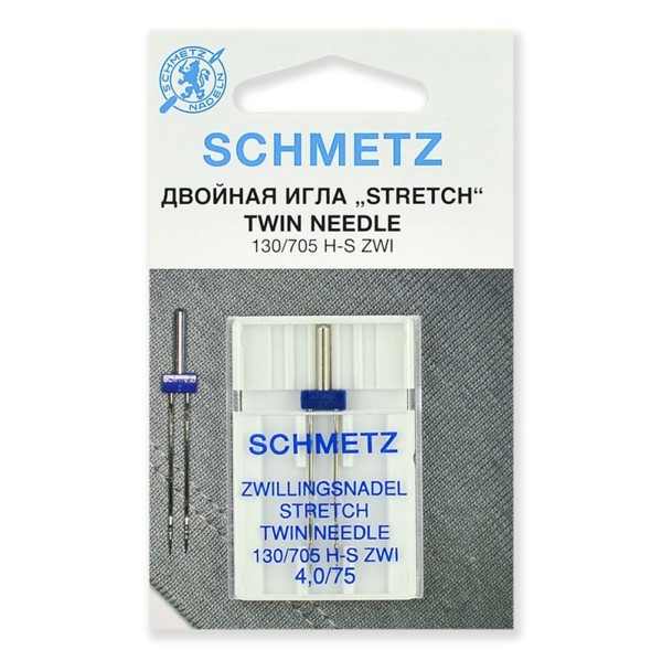 Иглы SCHMETZ 130/705H-S ZWI двойные стрейч №75/4.0 (уп. 1шт.)0